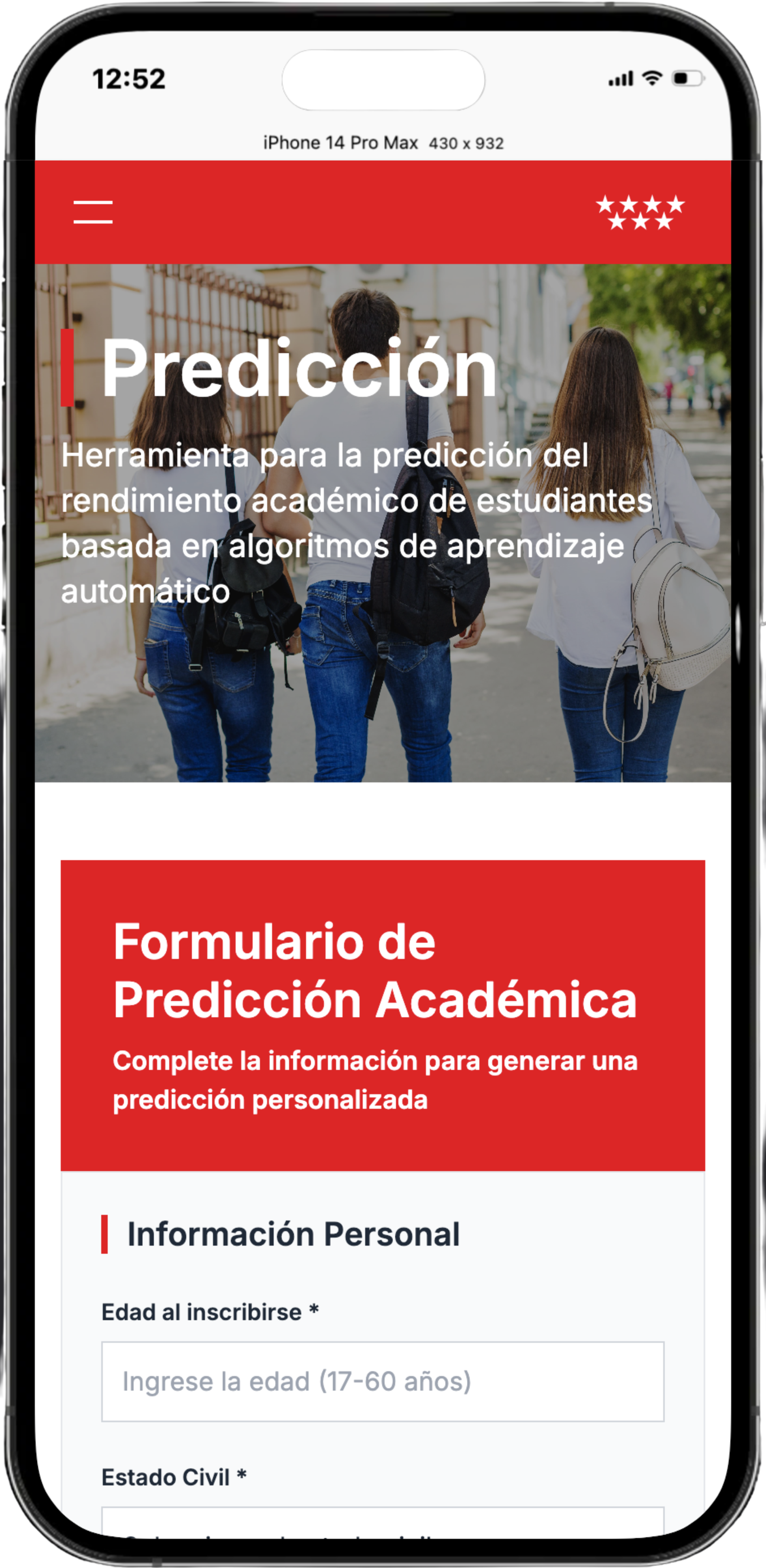 PREDICTOR ACADÉMICO - Vista Móvil 1